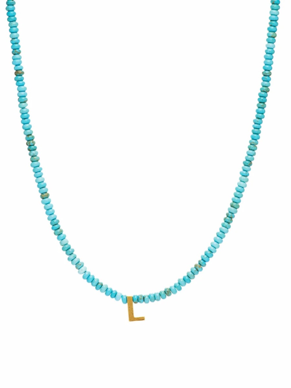 NEW✨ Mayamar Genuine Turquoise Beaded Initial Necklace 24k Gold Dipped Letter L